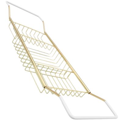 Adjustable Stainless Steel Bathtub Caddy with Telescopic Arms, Gold