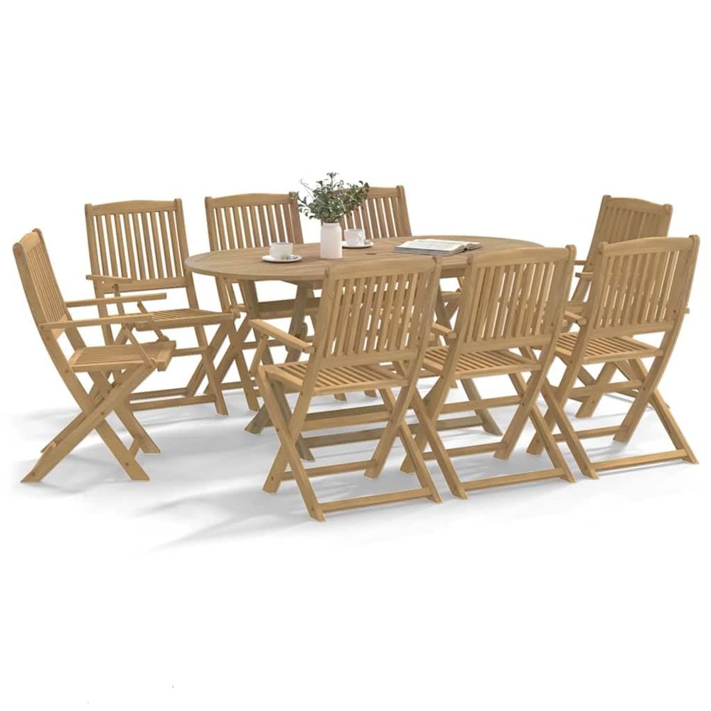 Nqyjm Folding Garden Chairs, Set of 8, 54.5 x 58 x 90 cm, Solid Acacia Wood