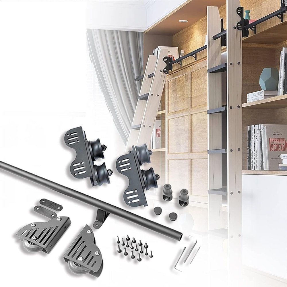 600 cm Extendable Rolling Ladder Hardware Kit with Floor Roller