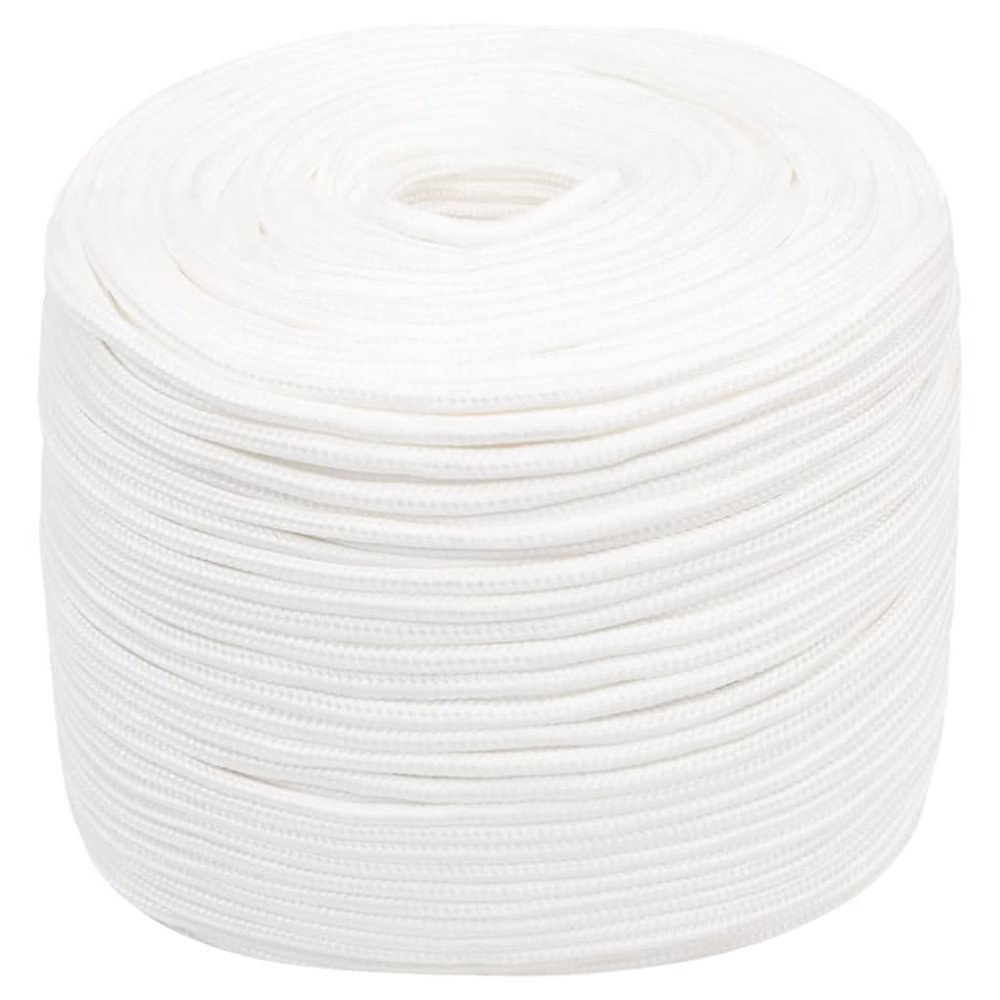 Boat Rope White 10 mm x 100 m, Braided Polypropylene Rope for Sailboats, Yachts, Camping and Marine Applications