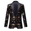 Clumanbbl Men's New Year's Suit Glitter Outfit Costume Party Metallic Sequin Jacket 70s Baseball Bomber Jacket Disco Nightclub Blazer Black #2 XL view 1