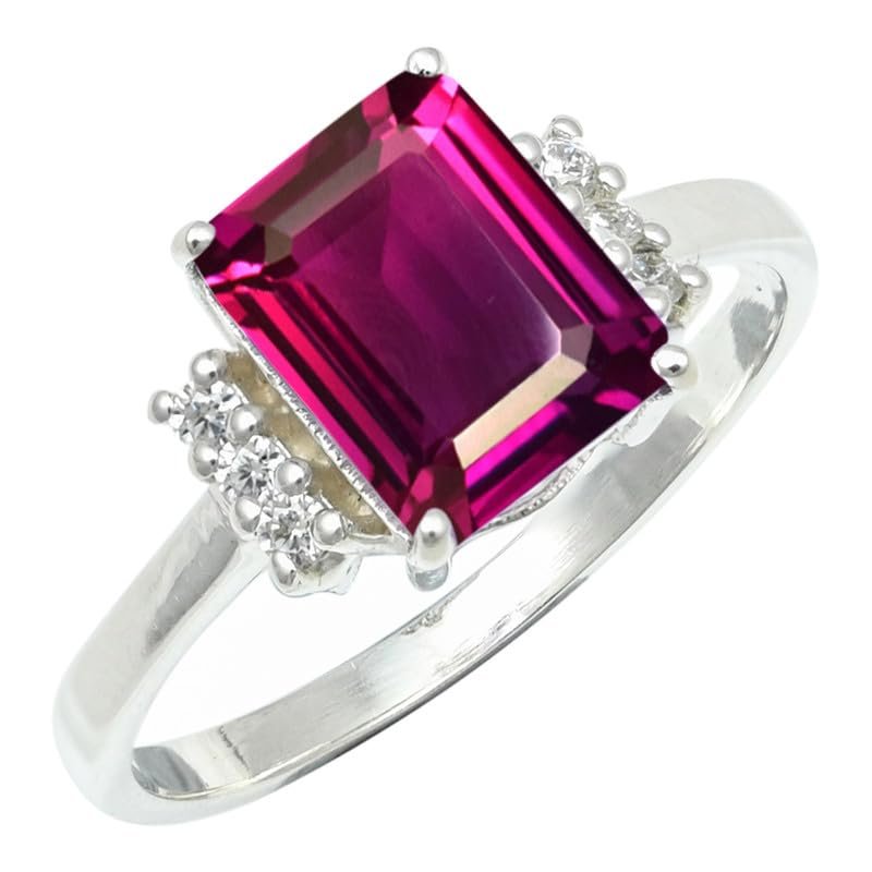 SILVERTROVE Lab-Created Rhodolite Gemstone Ring, Silver-Plated, for Women and Men, Handmade CRG1252AW8_(54 (17.2)