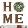 Home Sign Wall Decor, Rustic Wooden Letters with Artificial Eucalyptus Wreath view 1