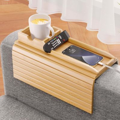 JFBLSD Folding Bamboo Sofa Armrest Tray