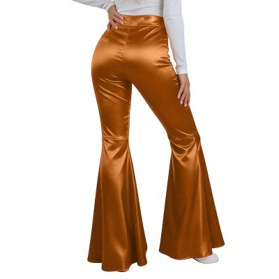 Women's Metallic Flared Wet-Look Leggings