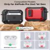MoKo AirPods Pro 2 Case Compatible with MagSafe, Red + Black view 2