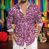 Men's 80s Sequin Glitter Shirt, Long Sleeve Disco Party Top view 2