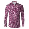 Men's 80s Sequin Glitter Shirt, Long Sleeve Disco Party Top view 4