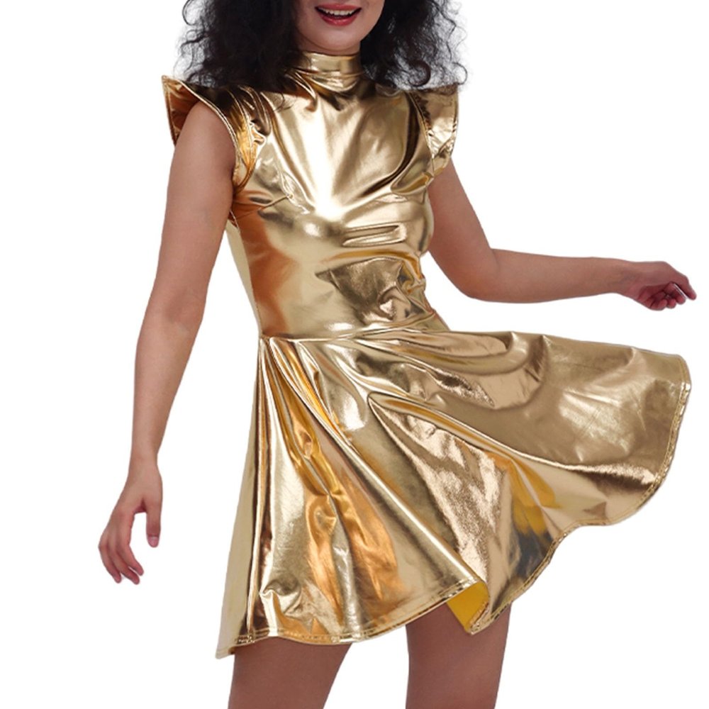 Women's Metallic Space Girl Alien Costume Dress