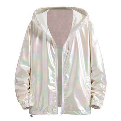 Women's Metallic Holographic Hooded Jacket