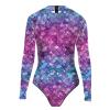 Women's Mermaid Costume Bodysuit with Shiny Fish-Scale Print view 2