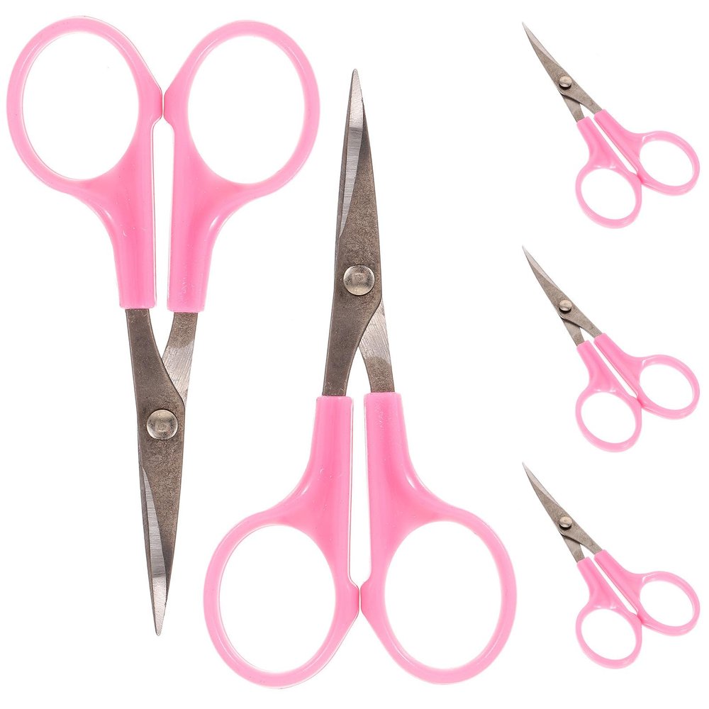 POPETPOP 5-Piece Stainless Steel Embroidery Scissors, Curved Cross-Stitch Scissors with Comfortable Handles, Random Color
