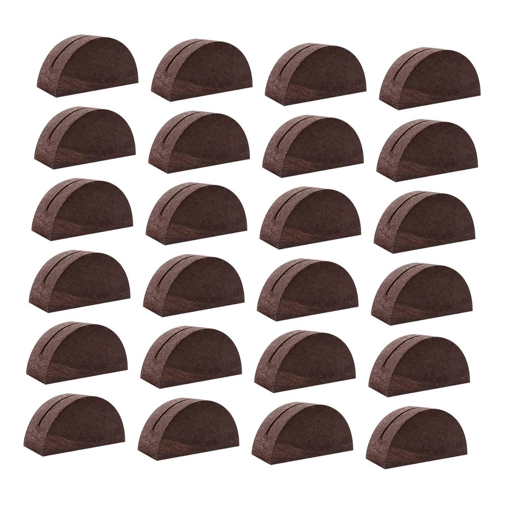 Gitohoni 24-Pack Wooden Place Card Holders, Semicircle, Brown