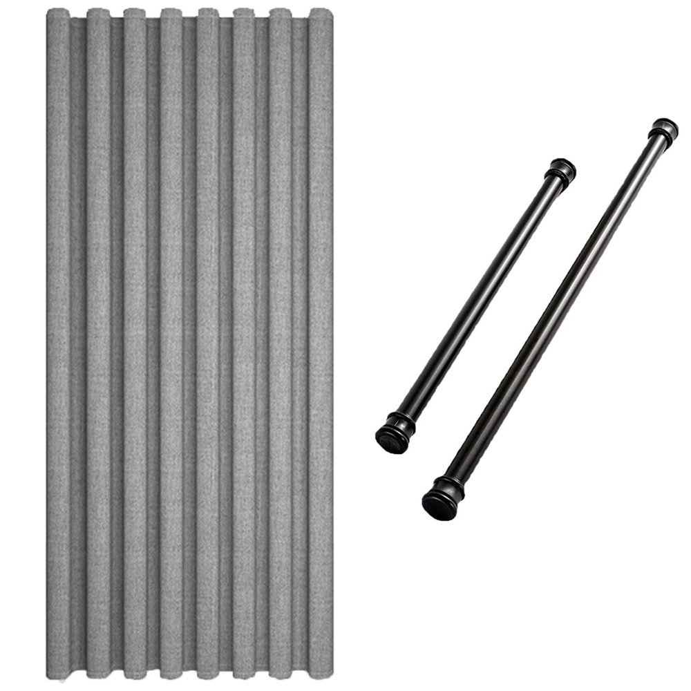 Waterproof Shower Set with Hooks and T-Shaped Rod, Gray, 100 x 200 cm