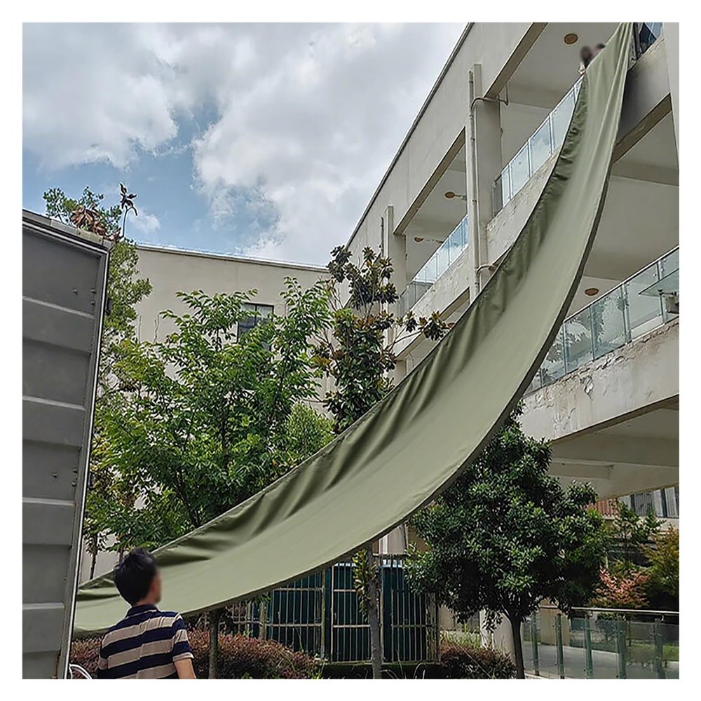 Generic Foldable Canvas Cargo Chute, Weather-Resistant Loading Chute, 13 x 2 m, Green