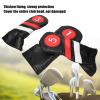 Hominas 3-Piece PU Leather Golf Wood Club Head Covers, Black view 2