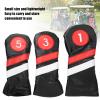 Hominas 3-Piece PU Leather Golf Wood Club Head Covers, Black view 3