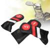 Hominas 3-Piece PU Leather Golf Wood Club Head Covers, Black view 4