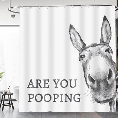 UUDIHO “Are You Pooping?” Farm Animal Shower Curtain, with Hooks, 71 x 59 in