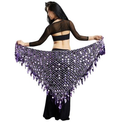 Women's Mermaid Glitter Belly Dance Hip Scarf with Sequins and Fringe