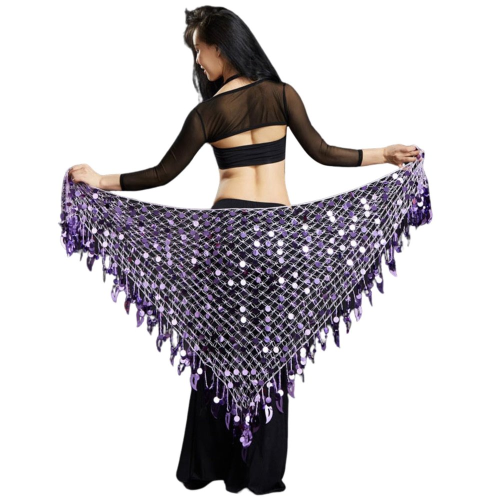 Women's Mermaid Glitter Belly Dance Hip Scarf with Sequins and Fringe
