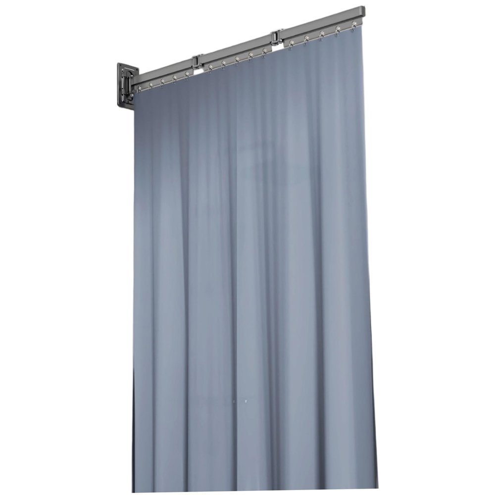 Retractable Folding Shower Curtain with Removable Aluminum Alloy Track
