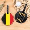 UBBVPKY Golf Tee Holder Organizer Bag, PU Leather with Belgian Flag Pattern, 5 Wooden Tees view 3