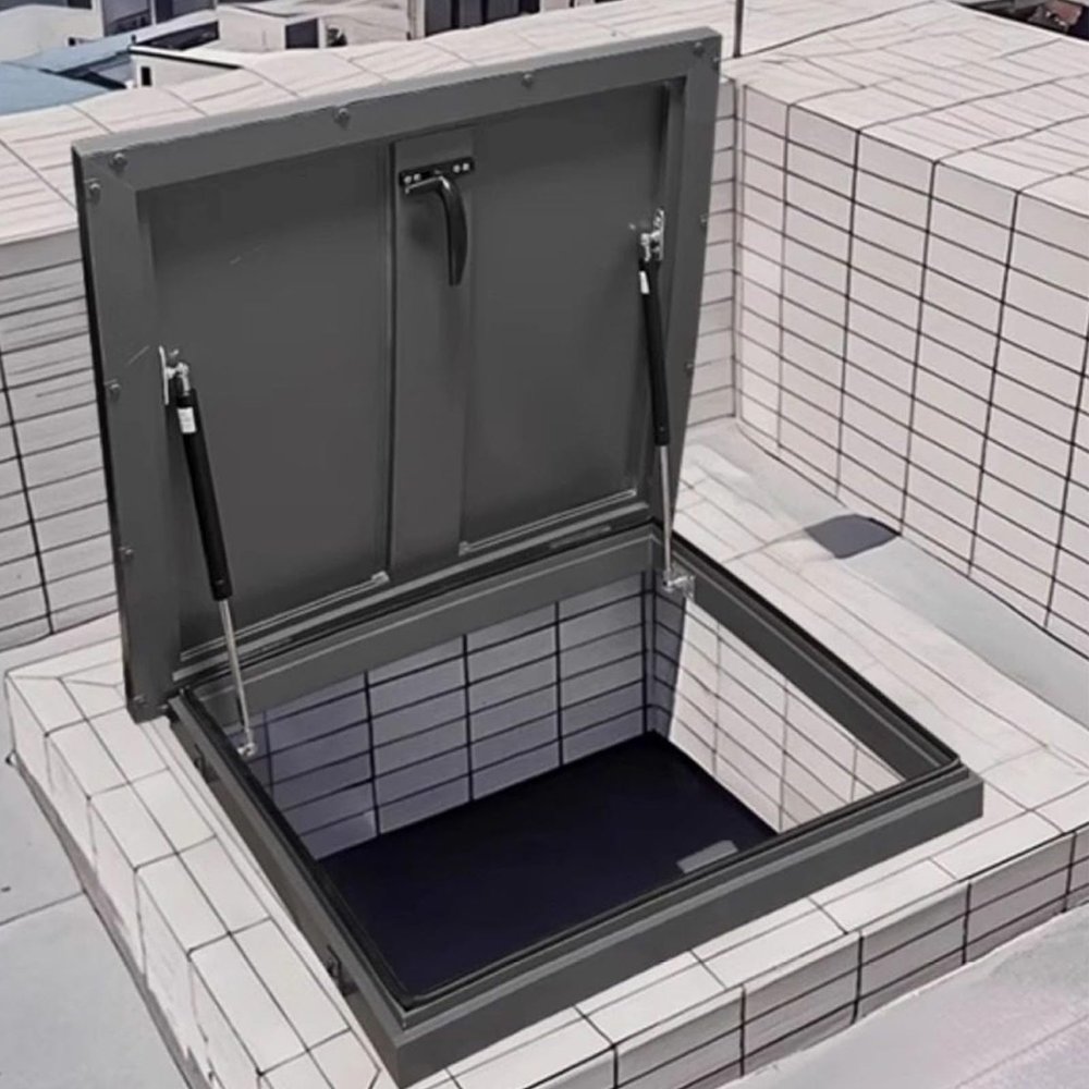 Safety Door for Roof Access Hatch, Galvanized Steel Skylight Cover with Handle, 21 x 34 in (53.3 x 86.3 cm)