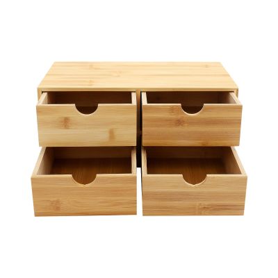 Bamboo Desk Organizer with 4 Drawers, 33 x 19 x 16 cm