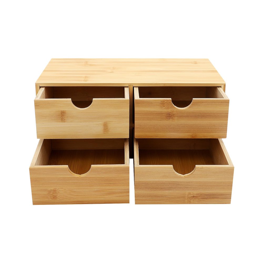 Bamboo Desk Organizer with 4 Drawers, 33 x 19 x 16 cm
