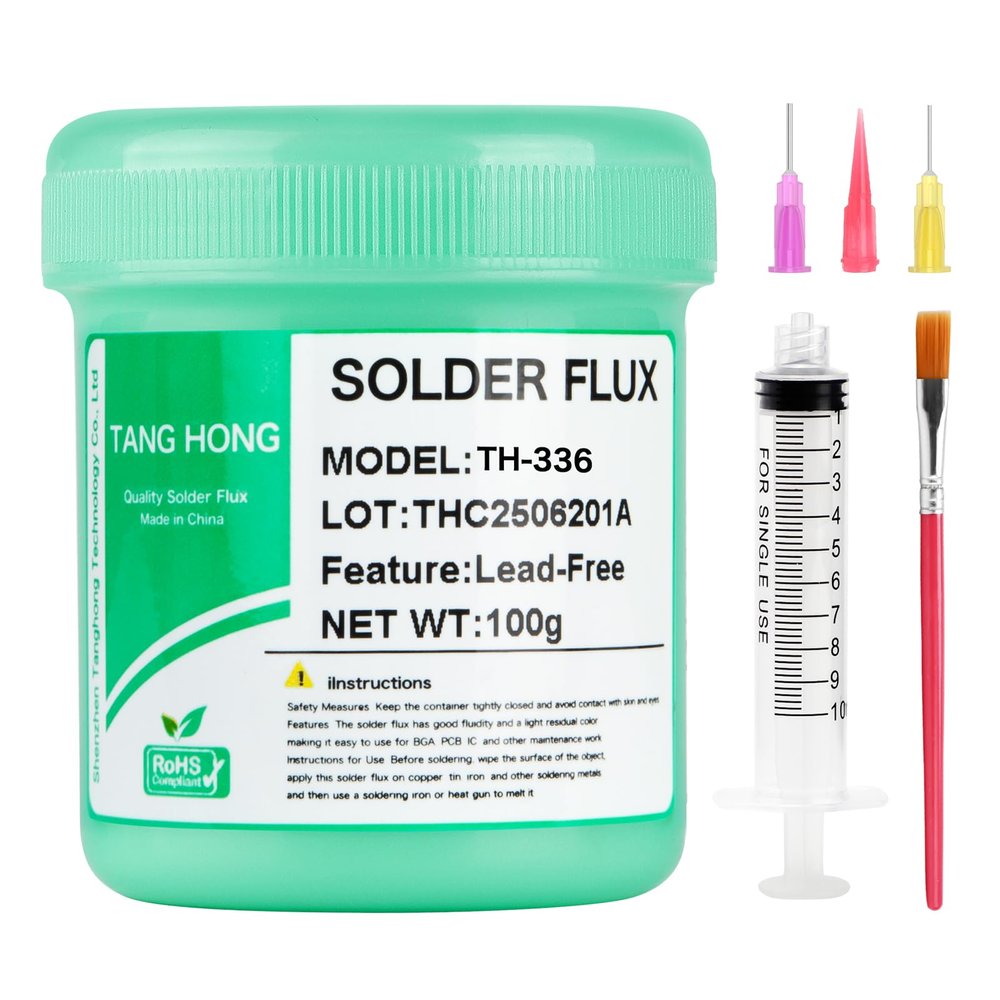 TANG HONG TH-336 No-Clean Lead-Free Flux Paste for BGA, IC, CPU, PCB and SMD Soldering, 5.15 oz/146 g