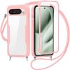 FERLAN Phone Lanyard Case for Google Pixel 10/Pixel 10 Pro, Clear 360° Protection with Integrated Screen Protector, Shockproof Ultra-Thin Silicone Case, Pink view 1