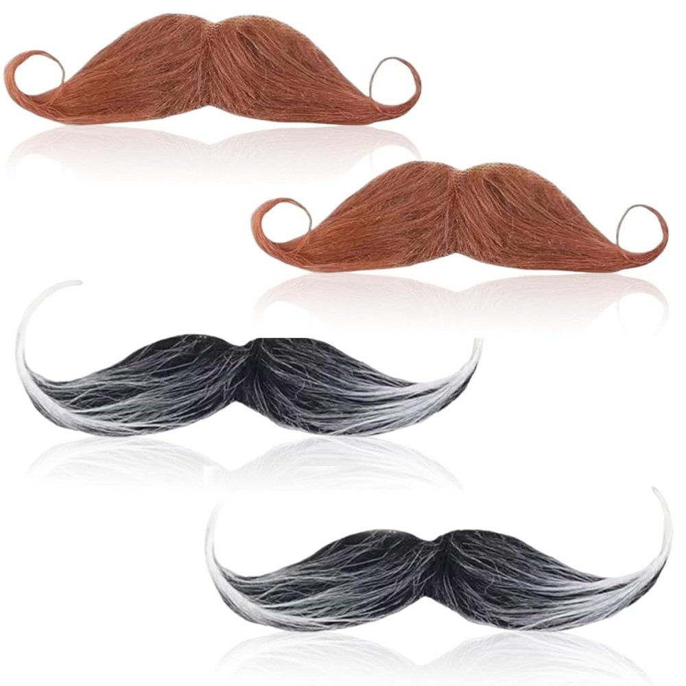 4-Pack Stick-On Mustaches with Adhesive Backing