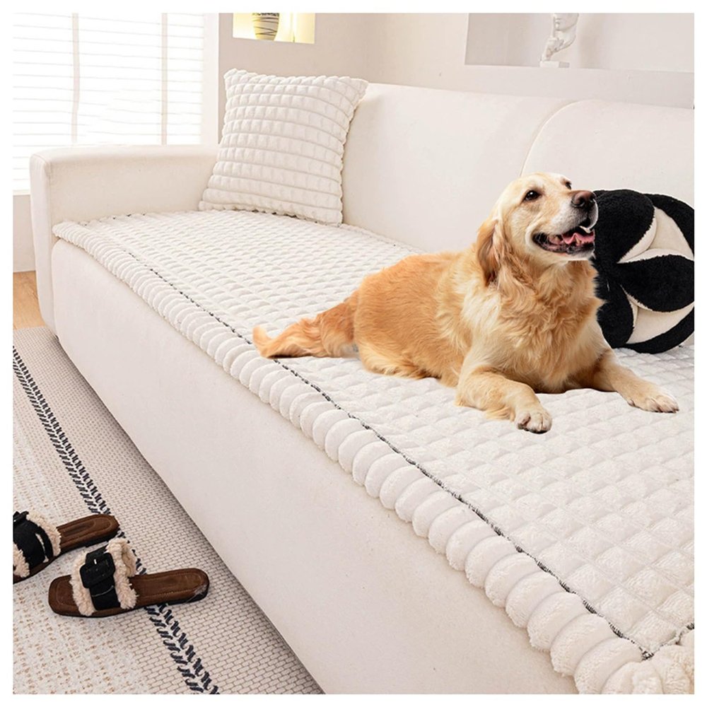 YUEZHONG Pet Sofa Cover for Dogs, Ultra-Soft Non-Slip Couch Protector, Cream, 110 x 110 cm