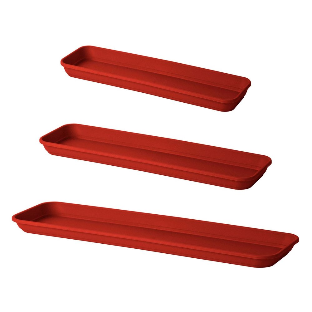Euro3plast Inis Rectangular Plastic Saucer for Window Boxes, 56 cm, Red