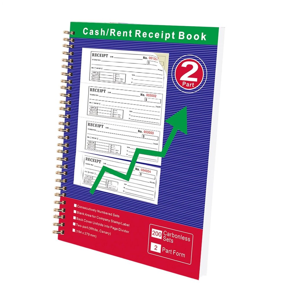 Landlord and Business Sales Receipt Book, Carbonless, Spiral-Bound