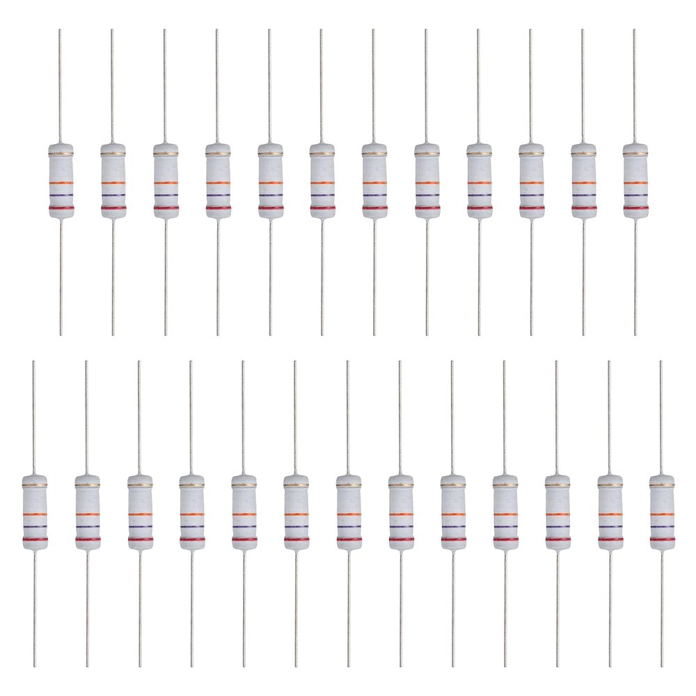 QUARKZMAN 3W 27K Ohm Metal Film Resistors, 5% Tolerance, 25-Piece Kit