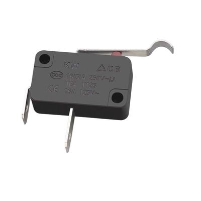 1-Piece KW-28 Long-Arc Microswitch with Two Normally Open Pins, 16A/250V