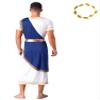 Aislor Men's Greek God Costume, Roman Toga with Scarf and Belt, Zeus, Blue, M view 2