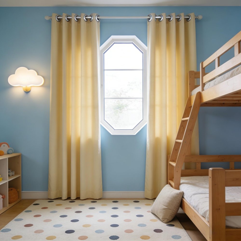 CHBIN Blackout Curtain 230 x 240 cm, Room-Darkening, Thermal Insulating, 1 Panel, Cream