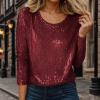 Women's Silver Sequin Long-Sleeve Top view 2