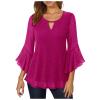 Qmfvqi Women's Festive Sequin Blouse, V-Neck 3/4-Sleeve Mesh Top view 1