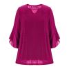 Qmfvqi Women's Festive Sequin Blouse, V-Neck 3/4-Sleeve Mesh Top view 4