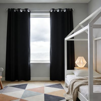 CHBIN Thermal Blackout Curtain, 120 x 270 cm, Black, 1-Piece Set