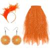 Women's Carnival Costume: Orange Glitter Tulle Skirt with Fruit Earrings and Feather Hair Accessory view 1