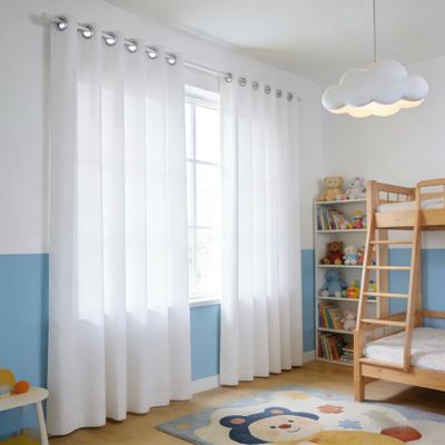 CHBIN Blackout Curtain 70 x 210 cm, White, Thermal and Sound-Reducing, 1-Piece