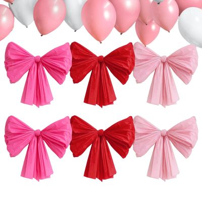Valentine's Day Wall Bow Decor, 6 Pieces, Reusable