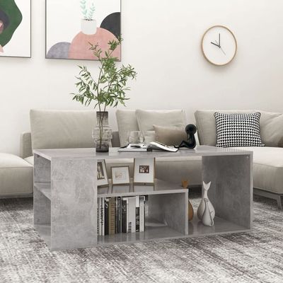 Mokuyary Coffee Table, Concrete Gray, 100 x 50 x 40 cm, Engineered Wood