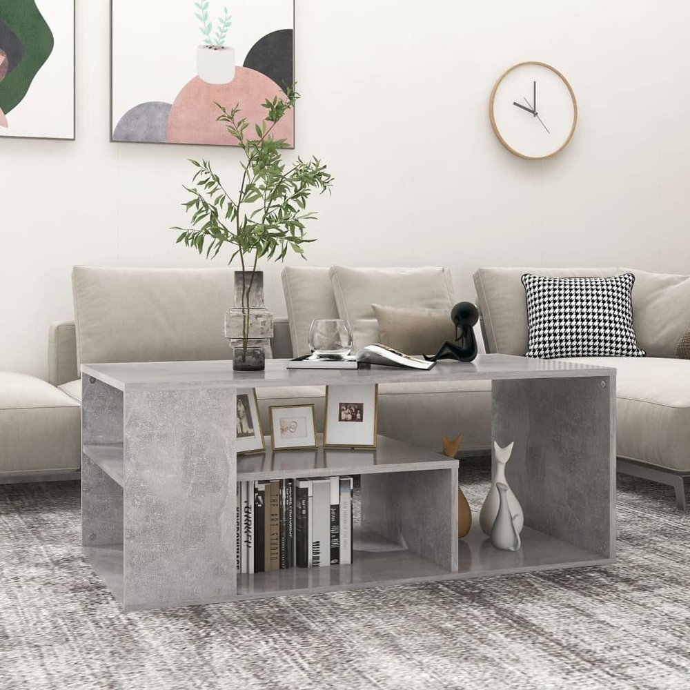 Mokuyary Coffee Table, Concrete Gray, 100 x 50 x 40 cm, Engineered Wood