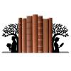 TWINKLEMON Black Metal Bookends, Pair Under a Tree, Non-Slip Decorative Book Stoppers view 1